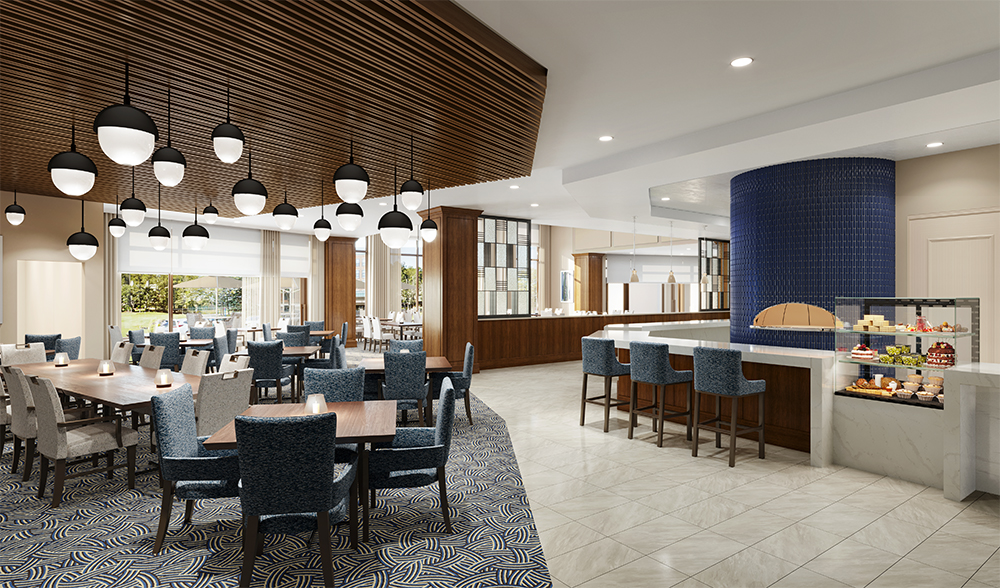 Modern, casual dining area at Oak Trace Senior Living Community
